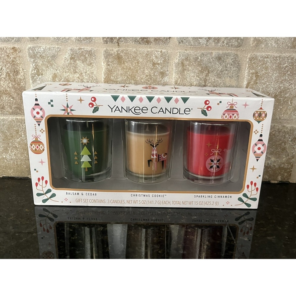 NEW Yankee Candle Holiday Candle Set 5oz Balsam Cedar, Christmas Cookie Cinnamon